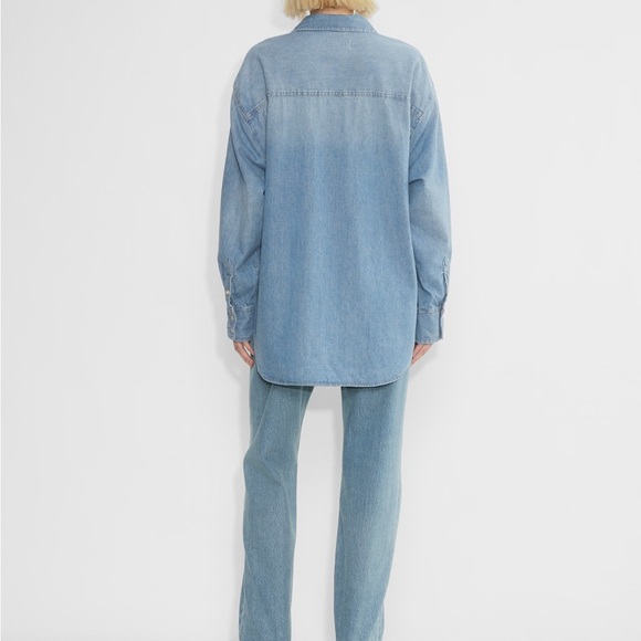 Aritzia Denim Forum The 90s Classic Denim Shirt 90'S Vintage Bleu Size XS - Picture 5 of 14